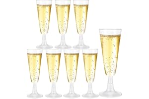 AOTWAN Sektgläser Plastik 50 Stück Sektgläser 150ml Mehrweg Sektgläser mit Reinigungsbürste Sektglas für Hochzeiten, Geburtstage, Partys (Transparent