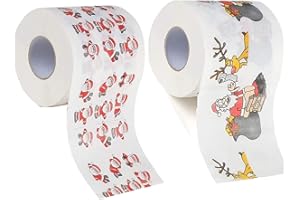 MOXAMO Papel higiénico de Navidad Novedad Rollos de papel higiénico 2 rollos, Suministros de Navidad Decoración de Navidad Tejido fiesta Regalos Decoraciones de baño