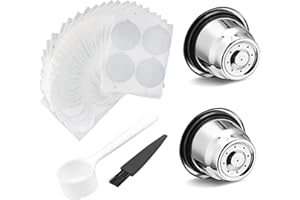 Konesky Café Reutilizable Cápsulas 2pcs Vainas de café de acero inoxidable Filtro de café permanente para la máquina de café Nespresso con película de 100 sellos de lámina