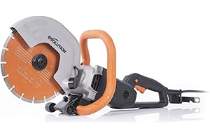 EVOLUTION POWER TOOLS Evolution R255DCT 255 mm Sega da cemento - Non a benzina, capacità di taglio 102,5 mm, lama diamantata premium inclusa, scanalatrice da muro, sega affondamento