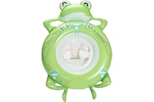 Vspek Baby Swimming Ring, Cartoon Inflatable Baby Swimming Float PVC Safety Aid Float Seat Circle Swim Float Boat with Inflator and Handle for Age 6 Months to 3 Years Toddler Floating Training