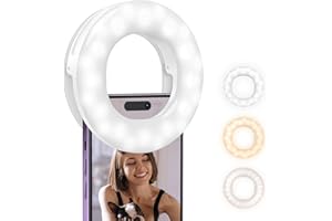 ATUMTEK 3.7″ Selfie Ring Light, Clip-on Phone Light with 48 LEDs & 3 Light Temperatures, Portable Selfie Light Rechargeable for Mobile, Laptop, Zoom Meeting, Makeup, Video Calls, Streaming