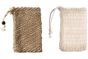 SJBAUTYO Bolsa Jabon, bolsita de jabón bolsita de jabón de sisal para espumar y secar jabones, exfoliación, masaje, bolsas de jabón con cuerda (2 piezas)
