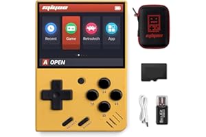 Whatsko MiyooMini V4 Consola de Juegos Portátil,Consola Retro 64GB con 10000 Juegos,Sistema Linux Cortex-A7 Pantalla IPS de 2.8 pulgadas 2000mAh Consola Retro Portatil(Amarillo)