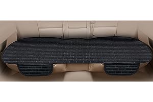 SMIUPIN Coprisedile auto universale in tessuto di lino, protettore del sedile dell'auto, cuscino antiscivolo per auto, camion, furgoni. (cuscino di seduta posteriore, nero&argento)