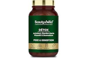 BEAUTY & WILD Laboratoires Beauty&Wild Détox Foie – Artichaut, Chardon‑Marie, Pissenlit - Coupe Faim, Drainage hépatique, digestion, minceur naturelle – 120 gélules végan – Fabriqué en France