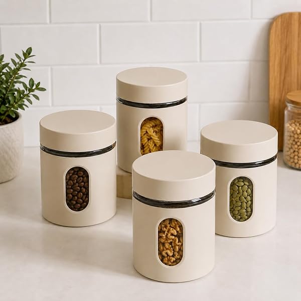 SR (Pack of 2) Oval Window Plastic Storage Container | Airtight Kitchen Storage Containers | Containers for Kitchen Storage with Window for Snacks, Dry Fruits,