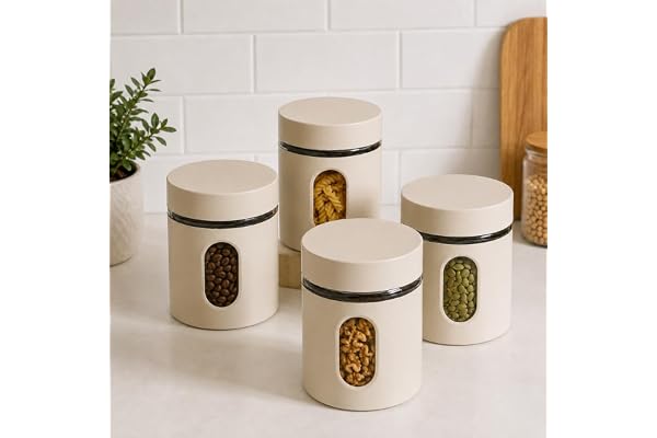 SR (Pack of 2) Oval Window Plastic Storage Container Airtight Kitchen Storage Containers Containers for Kitchen Storage with Window for Snacks, Dry Fruits, Tea & Coffee (Multicolor)(500ml)