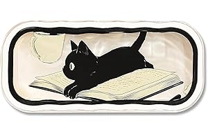 Leseogye Black Cat Eyeglasses Case, Hard Ladies Glasses Case, Protective Eyewear Case for Women Girls, Sunglasses Pouch with Cat Print