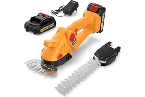 SundpeyPRO Tagliasiepi a Batteria 21V - 2 in 1 Taglia Siepi da Giardino Elettrico con Batteria 2.0Ah, 1300G/Min Max, Forbici Tagliaerba per Tagliare Siepi e Prati, Lunghezza delle Lame: 23 cm e 13 cm