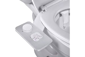 Bidet Attachment - SAMODRA Ultra-Thin 5mm Non-Electric Bidet Toilet Seat Attachment Adjustable Pressure Retractable Self-Cleaning Dual Nozzles Frontal & Rear Wash for Cold Water - Brushed Nickel