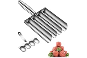 OUCONGK Máquina de Albóndigas de Acero Inoxidable, Máquina para Hacer Albóndigas, Herramienta Manual para Hacer Albóndigas, 4 Tubos, pour Préparer Des Boulettes de Viande, Bolas de Camarón, Masa