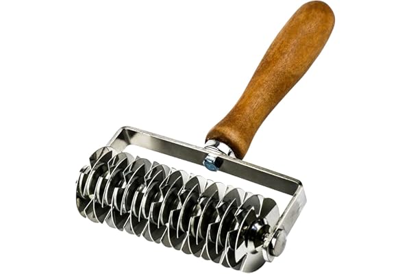Qivine Galler degskärare med trähandtag, 13 cm kavel rostfritt stål lätt att rengöra, baka tillbehör för pizza degventilation, kex, kakor, kakor paj kartong