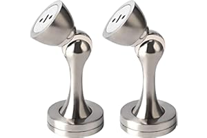 KOLAKO Magnetic Door Stop, 2 Pack Door Stops Wall Protector Floor Mounted Door Stopper, Brushed Finish Door Holder Soft Door Catch for Home Office Silver