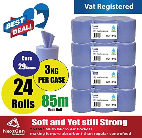 24 Pack 2Ply 85metres Per Roll Embossed Elite Centrefeed/ Kitchen Roll