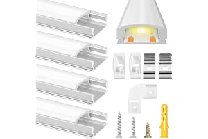 Flintronic Aluminiumprofil för LED-remsor, LED-profil 4 stycken X 0,3 M, rektangulär aluminiumkanal/skena, med lock, hörnkont
