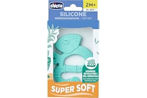 Chicco Gryzak Miękki Jaszczurka, Dla Niemowląt od 2 m +, 100% Silikonowy, Szczoteczka do Nakładania Żelu na Dziąsła, Masaż Obolałych Dziąseł