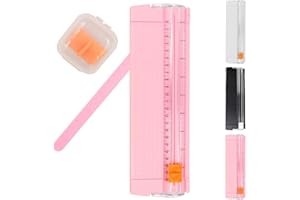 SUKEVITOR Mini Paper Cutter, Portable Cutter Trimmer A4 A5 Craft Guillotine Paper Trimmer Scrapbooking Tool for Label Card, Craft Papers and Photos Standard Cutting DIY Scrapbook (Pink)