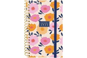 Finocam - Agenda Espiral Design Collection 2025 Semana Vista Horizontal Enero 2025 - Diciembre 2025 (12 meses) Gala Español