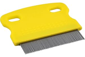 MELGO 1 Pcs Cat Combs, Flea Comb for Cats, Dogs,Lice Tear Stain Remover Combs Fine Tooth Grooming Removal Tool (Yellow)