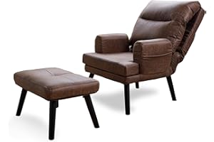 ‎GREKPOL Grekpol-Sessel, moderner Sessel für Wohnzimmer, Schlafzimmer mit 5-Stufen-Verstellung, skandinavischer Stil-NEMO (Vintage Braun Cortes 41)