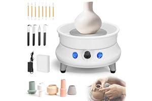 Pottery Wheel, Ovshnrr 350W Speed Adjustable Electric Pottery Wheel, 15CM 0-200r/min Anti-Rust Metal Turntable Pottery Wheel with Detachable Basin & 11pcs Shaping Tools for Adults & Children