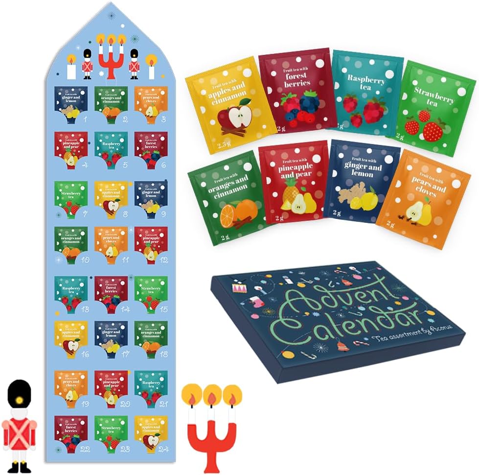 Calendario de Adviento 2025 de Té de Acorus, 24 Bolsitas de Te Navidad para la Cuenta Atrás, Calendario Adviento 2025 - Idea de Regalo para el Período Festivo de Invierno