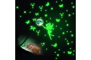 HSENTIMENH Luminoso Pegatinas, Hada Pared Luna Estrellas Puntos Pegatinas, Estrellas Fluorescentes Pegatinas, Niños Infantil Fluorescente Adhesivos Decoración para Dormitorio Guardería Habitación