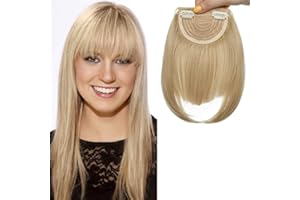 SEGO Przedłużenie włosów z klipsem, doczepiane grzywki, bangs One Piece In Front, gładkie jak prawdziwe włosy, popielaty blond, mieszanka tleniony blond