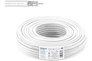 EDISION ICX-25 Câble coaxial 25m, Câble d'antenne TV Interne PVC Blanc, Acier Cuivré CCS/AL, 17VAtC, CPR Eca, Classe A, Câble Sat, pour DVB-S2, DVB-T/T2, DVB-C, RADIO, Bobine 25m