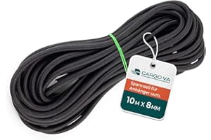 ‎CARGO VA INTELLIGENT VEHICLE ACCESSORIES CargoVA Gummiseil 8mm 10m schwarz - Expanderseil 80% Dehnung - Wetterfestes Spannseil für Anhänger, Sonnensegel, Planen UVM