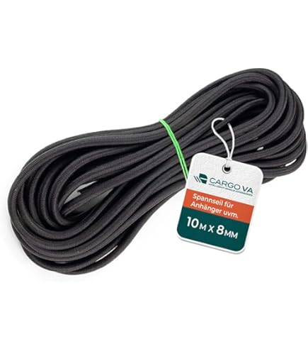 Fune estensibile, lunghezza: 20m, spessore: 6mm, colore: nero, fune di gomma estensibile, Corda per tendoni