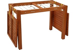 DEGAMO Funktions Gartentisch mit Wäscheständerfunktion, 100x60x75cm, Eukalyptus braun geölt, FSC®-Zertifiziert, Outdoor und Indoor