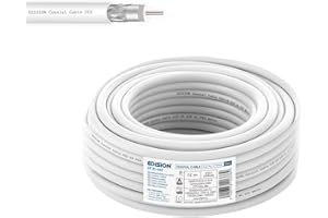 EDISION ICX-10 Koaxialkabel 10m, Antennenkabel 130dB Indoor PVC Weiß, Stahl/Kupfer Innenleiter CCS, SAT Kabel, geeignet für DVB-S2, DVB-T/T2, DVB-C, BK-Anlagen, CCTV, Ring 10m