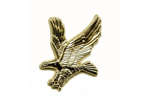0476 Pin's en métal doré avec aigle de proie 3D