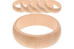 NUOBESTY 6 Uds Pulseras De Madera Natural Sin Terminar Para Bricolaje, Pulseras Anchas Para Niños, Joyería Artesanal, Brazaletes De Madera Para Manualidades