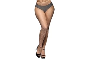 YOGINGO Damen Diamanten Netzstrumpfhosen Schwarz,Rhinestones Netzstrumpfhose Strumpfhosen Glitzer Strumpfhose Damen Mesh Hohe Taille Eng Glitzernde Strass Netzstrumpfhose Strümpfe Strumpfhosen