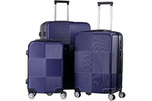 bestyks Valise de Voyage, Lot de 3 Rigide Valise à roulettes, Trolley Set de Valises, Serrure à Glissière Incluse, Rulettes 360°, Poignée Télescopique(Bleue)