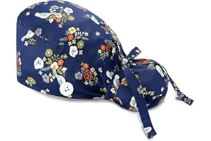 ZUWIJEQ 1 Pcs OP Haube,OP hauben Damen,OP haube Stoff,OP haube Herren,Verstellbar mit Knopf Arbeitskappe,Baumwolldruck Krankenschwestern Kappe,Unisex Staubhauben Kappe für Ärzten,Krankenschwestern