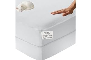 PROTECTOR COLCHON Funda Colchon 150x190 Cremallera - Transpirable, Hipoalergénica, Sin Plástico, Ni Ruidos - Funda Colchon 150x200 Rizo Algodón 100% – Cubre Colchon 150 Ajustable y Lavable. (Cama 150)