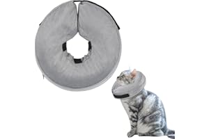 BUYGOO Aufblasbare Halskrause Hund, Aufblasbare Halskrause für Hunde & Katzen, Einstellbar Schutzkragen Hunde, Halskrause Hund Aufblasbar, Hundekragen für Genesung nach Operationen oder Wunden, Grau,M