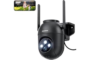 TOAIOHO Telecamera Wi-Fi Esterno: 5MP Telecamera Esterno Videocamera Sorveglianza Esterno 2,4G/5G WiFi Telecamere Videosorveglianza Esterna 360° Autotracciamento Continua 24/7 Visione Notturna Colori Nero