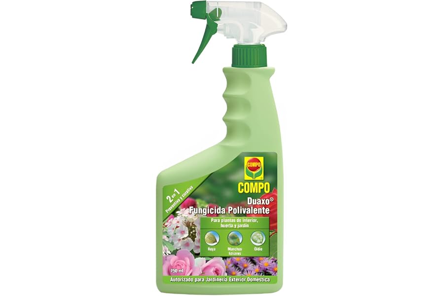 COMPO Duaxo Fungicida Polivalente, Para plantas de interior, huerto y jardín, 750 ml