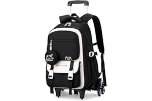 Tanou Plecak szkolny na kółkach dla dziewcząt, 30 l, plecak dla nastolatek z rolkami, zdejmowany wózek na kółkach, plecak szkolny dla dziewcząt, do szkoły podstawowej, szkoły średniej, swobodny
