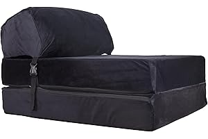 SAPPHIRE Guest Foldable Z Bed Chair | Water Resistant Removeable Cover | Sleepover Sofa Futon Mattress | Bedroom Living Room Furniture | Soft, Lightweight & Comfy Ergonomically Designed (Black)