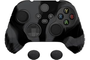 ‎EXTREMERATE eXtremeRate PlayVital Hülle für Xbox Series S/X,Case Anti-Rutsche Schutzhülle Griffe Skin aus Gummi,2 Stück Schwarze Stick Aufsätze für Xbox Series S/X Controller(Samurai Edition,Dunkelgrau Schwarz)