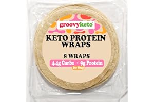 Keto Wraps by Groovy Keto, Low Carb Protein Wrap, 4.4g Carbs, 10g Fibre, 9g Protein, Keto Tortillas, Vegan Friendly, Soft & Flexible, Low Carb Bread (8 Wraps)
