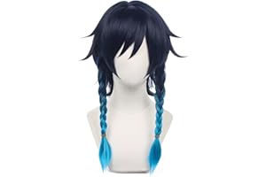 UTIEHD Anime Cosplay Perücke, Genshin Impact Perücke, mit zwei Perückenkappen, für Halloween, Party & etc. (Venti Cosplay)