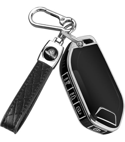 Ysbxitu Key Fob Cover For Kia Telluride 2024, EV9 - Zinc Alloy & PU Leather Case With Keychain (5-9 Button) 9 thumbnail image