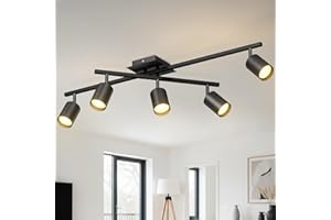 LVWIT Ceiling Lights,Ceiling Spotlights,Industrial 5 Way Kitchen Lights Ceiling,Adjustable GU10 Black Ceiling Spot Lights,Indoor Spot Light for Living Room Lights Ceilings(NO Bulbs)
